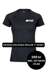 Lav din egen spiller t-shirt med navn og flag - Sort - Dame model