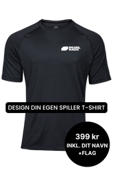 Lav din egen spiller t-shirt med navn og flag - Sort
