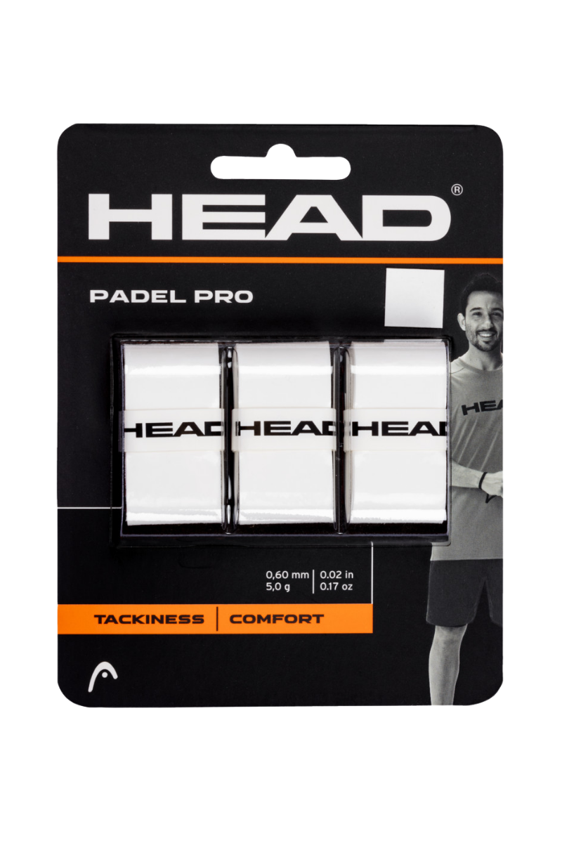 Head Padel Pro Overgrip - 3 Pak - Hvid - Padelrack.dk